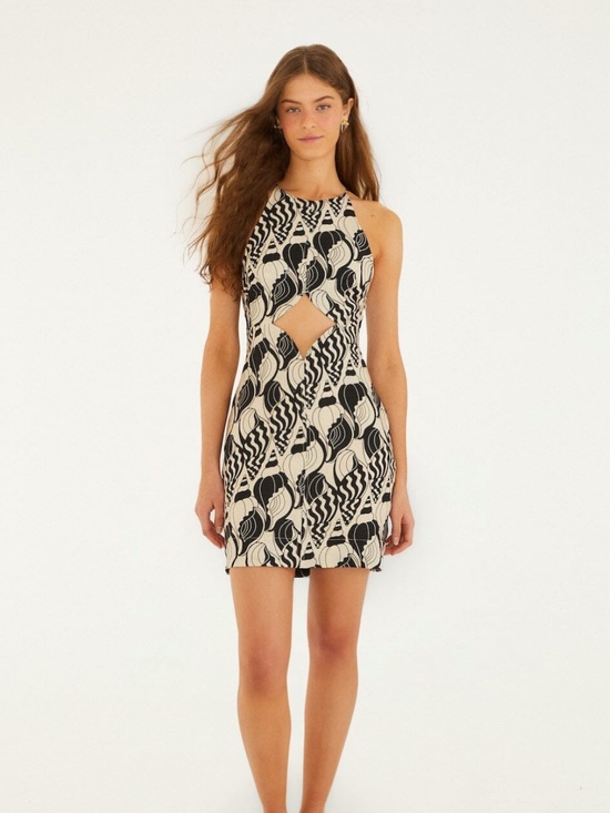 FARM Rio Dresses & Skirts - 🐚 FARM Rio Sand Diamond Seashell Serenade Cut-Out Mini Dress